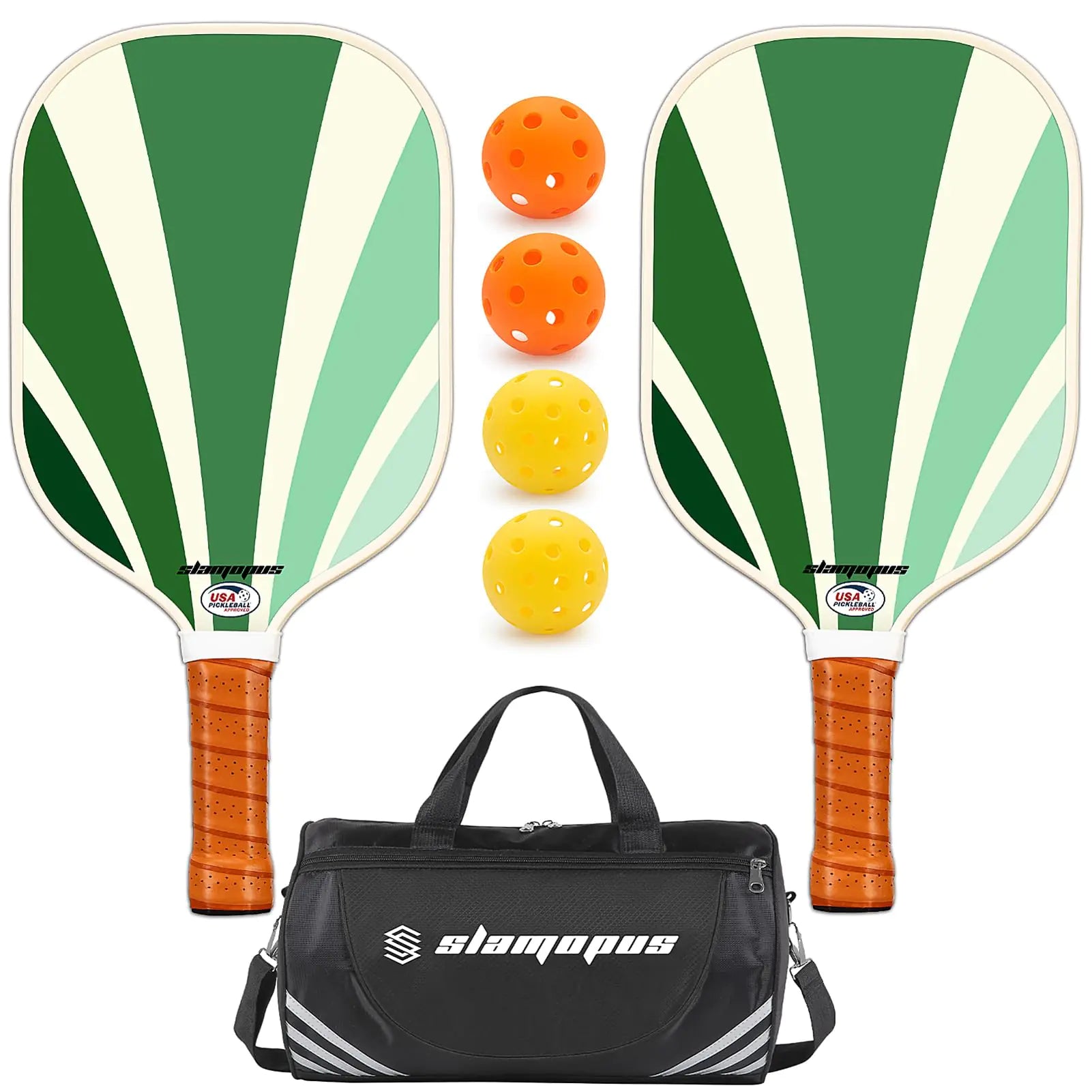 SLAMOPUS Pickleball Paddles Set of 2 | Pickleball Set of 4 Pickleball Rackets | Graphite & Fiberglass Hybrid Pickleball | USAPA Approved | Great Paddle for Beginners and Pros | Valentines Day Gift